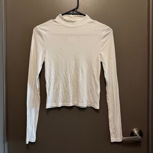 H&M White Cropped Mock Neck Top | Never Worn